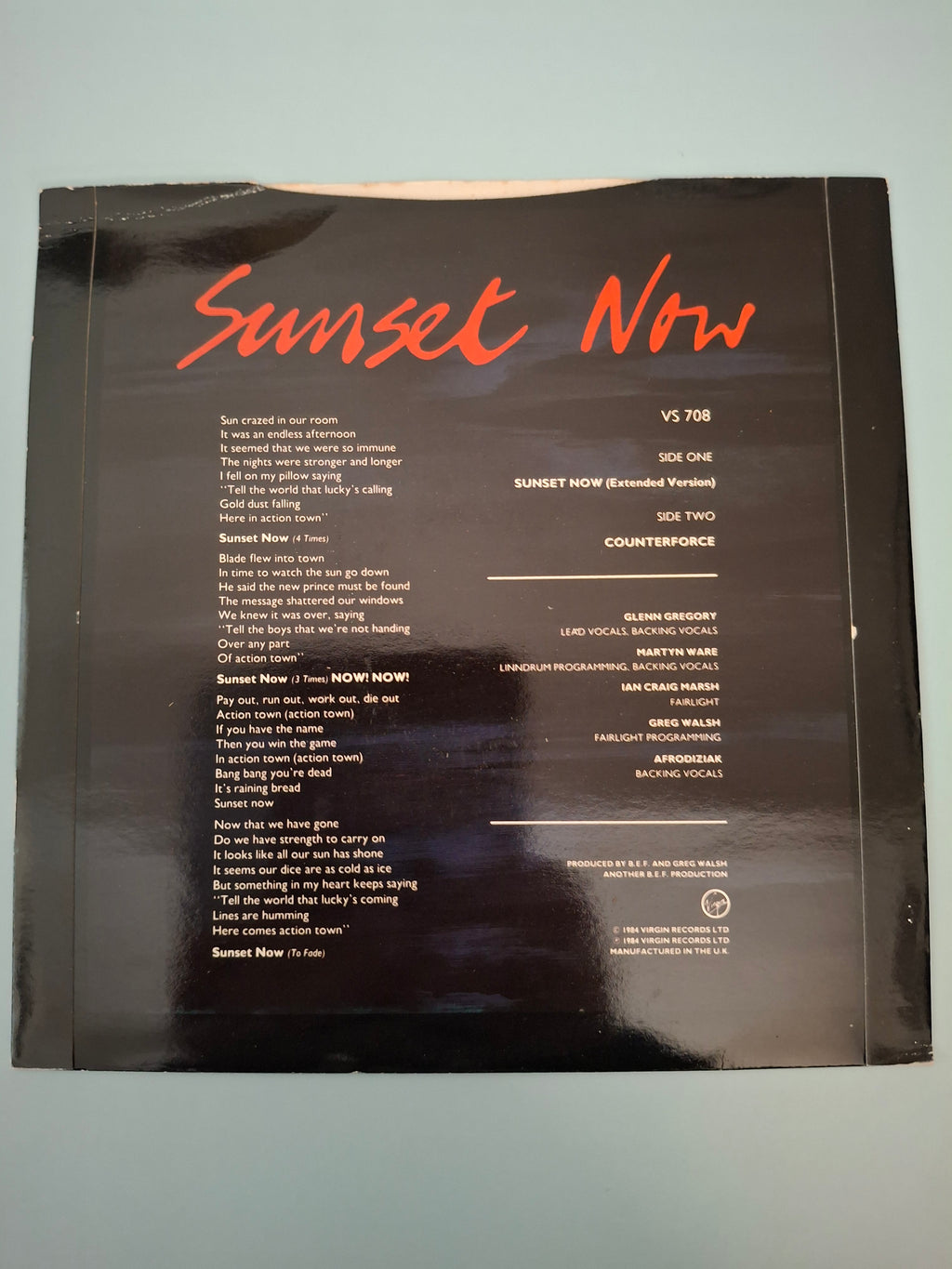 Heaven 17 - Sunset Now - Original UK First Pressing 7" Vinyl Single (Virgin, 1984)