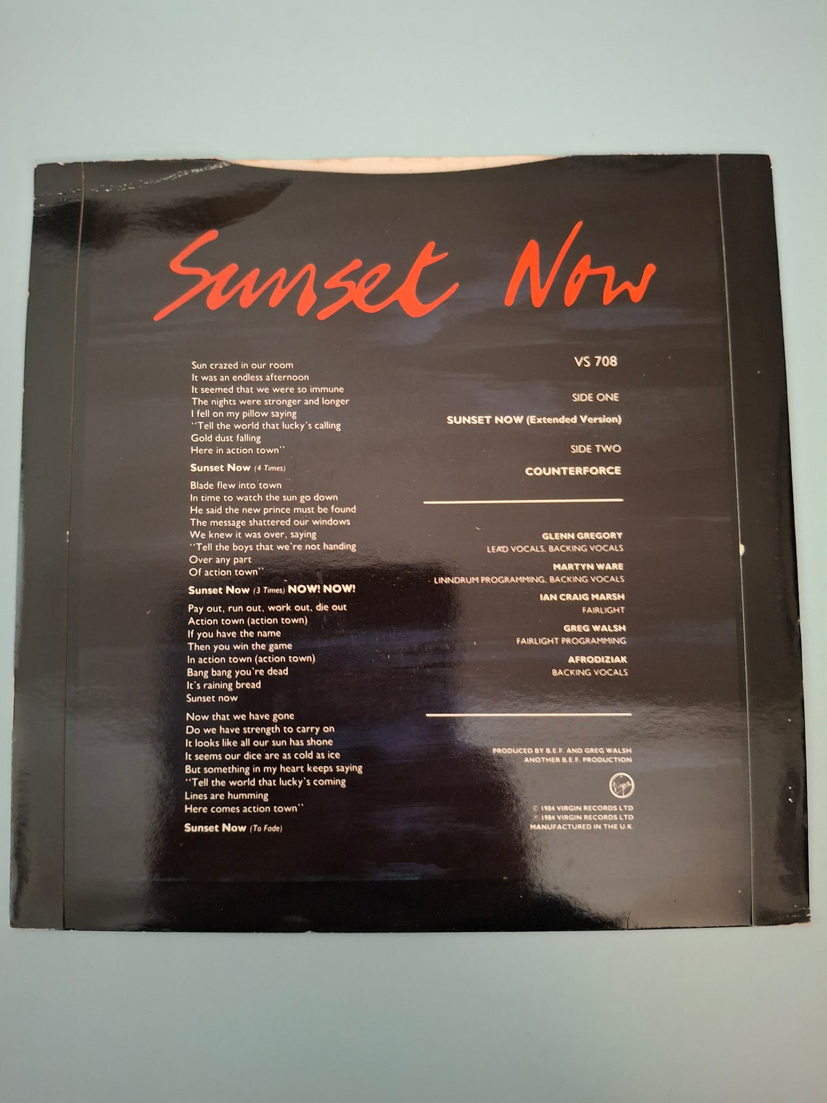 Heaven 17 - Sunset Now - Original UK First Pressing 7" Vinyl Single (Virgin, 1984)