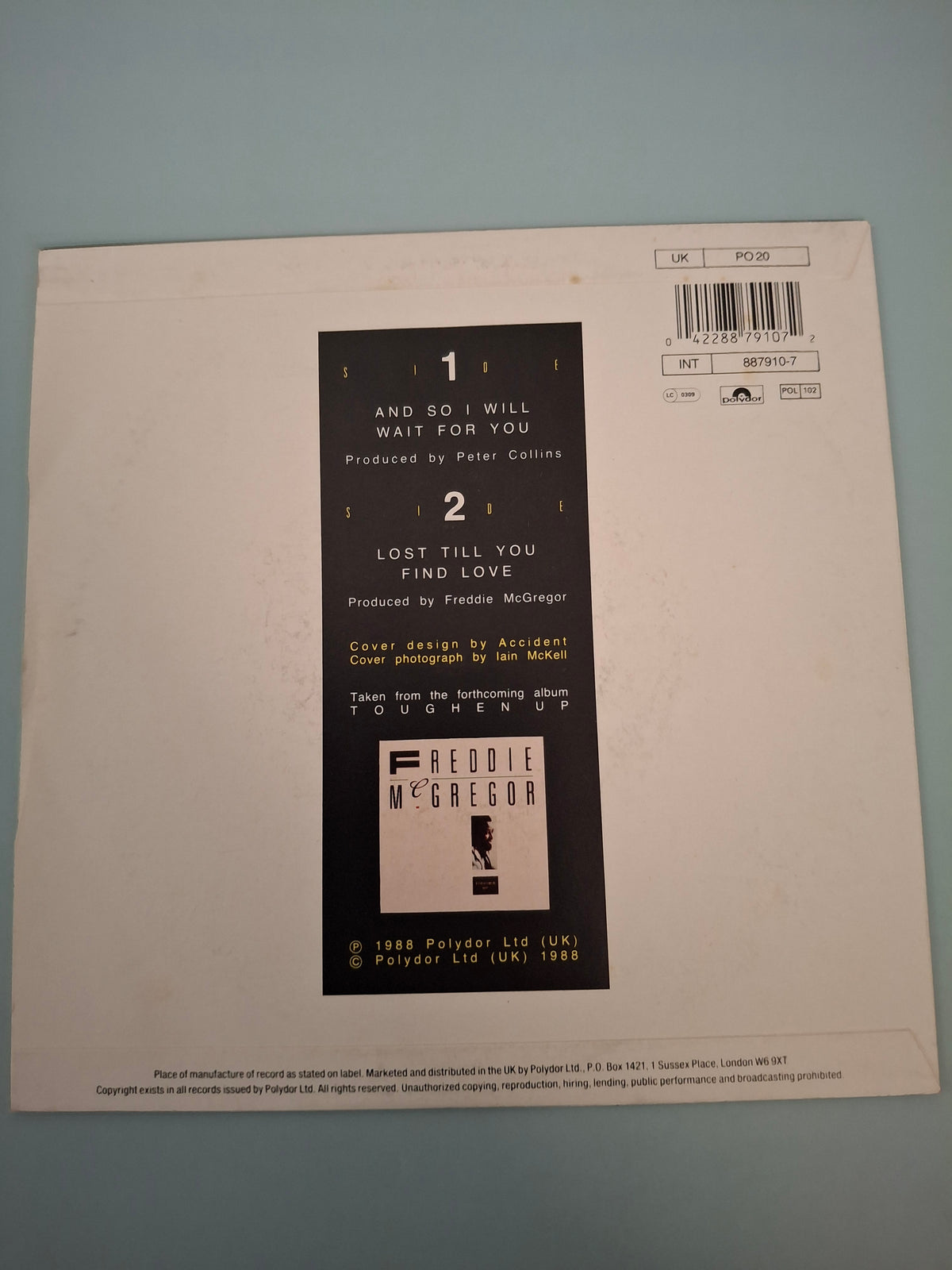 Freddie McGregor - And So I Will Wait For You - Original UK First Pressing 7" Vinyl Single (Polydor, 1988)