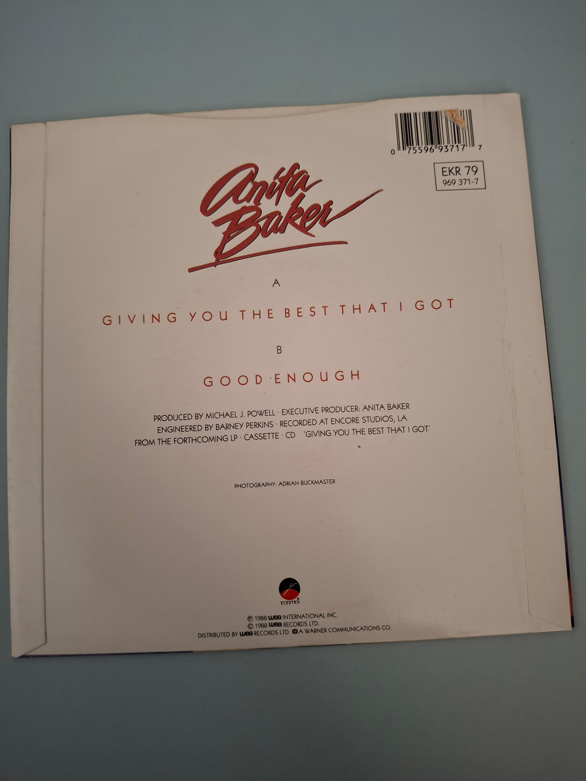 Anita Baker - Giving You The Best That I Got (Edit) - Original UK First Pressing 7" Vinyl Single (Elektra, 1988)