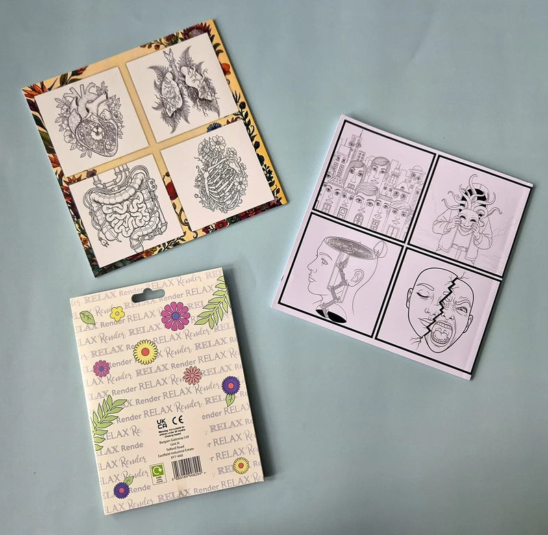 Anatomical Art & Psychological Surrealism Coloring Bundle – 2 Books + 20 Premium Pencils