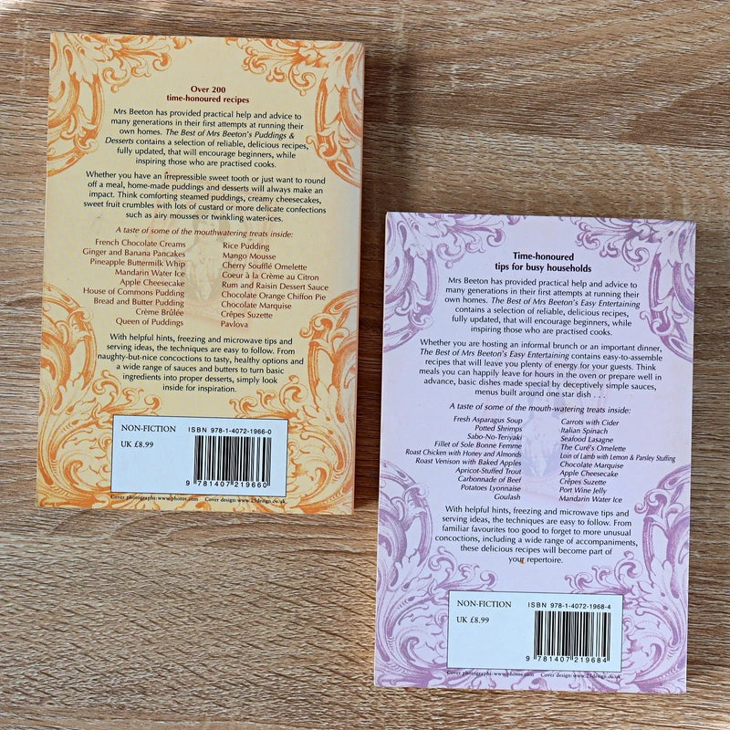 The Best of Mrs Beeton’s Cookbooks Puddings Desserts & Easy Entertaining Paperback 2 Book Bundle