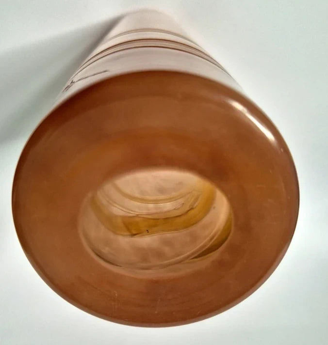 Vintage 1970s/80s Dusty Pink Slag Glass Cylinder Vase - Marbled Art Glass