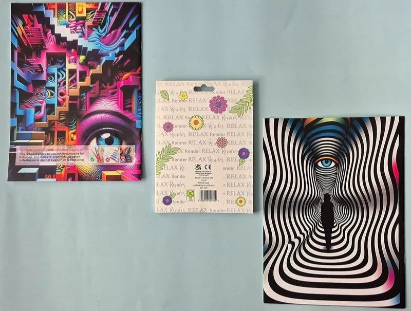 Mind-Bending 3D Optical Illusion Coloring Bundle – 2 Books + 20 Premium Pencils