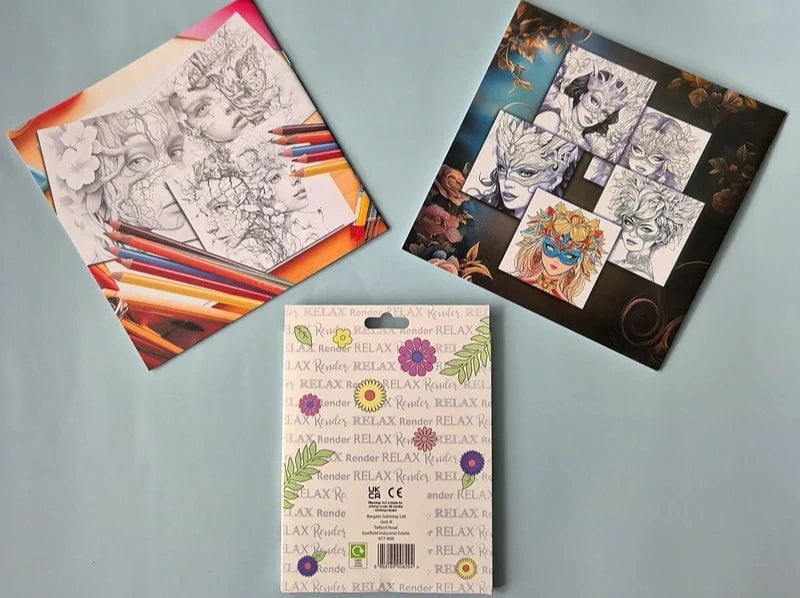 Fantasy Portraits & Masquerade Mask Coloring Bundle – 2 Books + 20 Premium Pencils