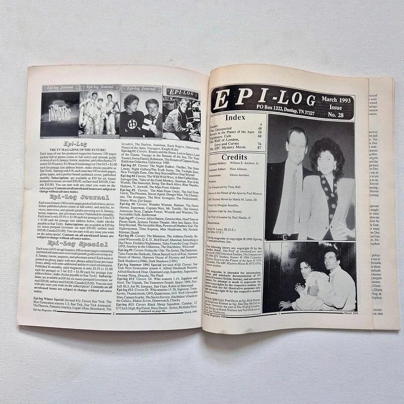 Vintage Epi-Log Magazine Lot (7 Issues, 1991–1993) – Rare Cult TV & Sci-Fi Episode Guides