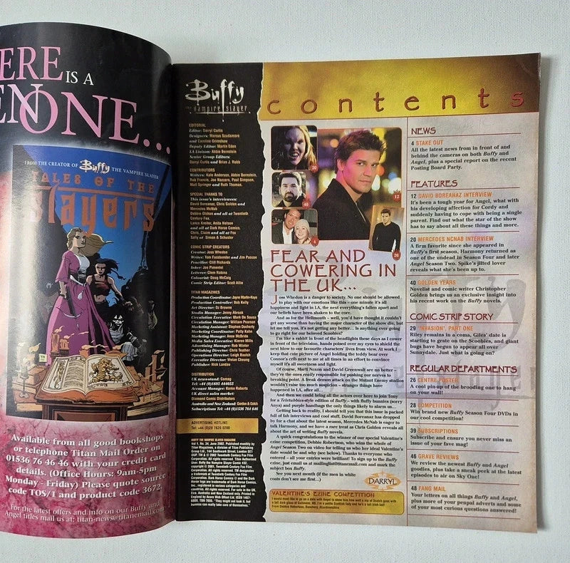 Buffy The Vampire Slayer Official Magazine – Vintage 2002 7-Issue Collector’s Lot (Issues 32-35, 37-39) – Inc. RARE Unopened T-Shirt Transfer & Intact Posters
