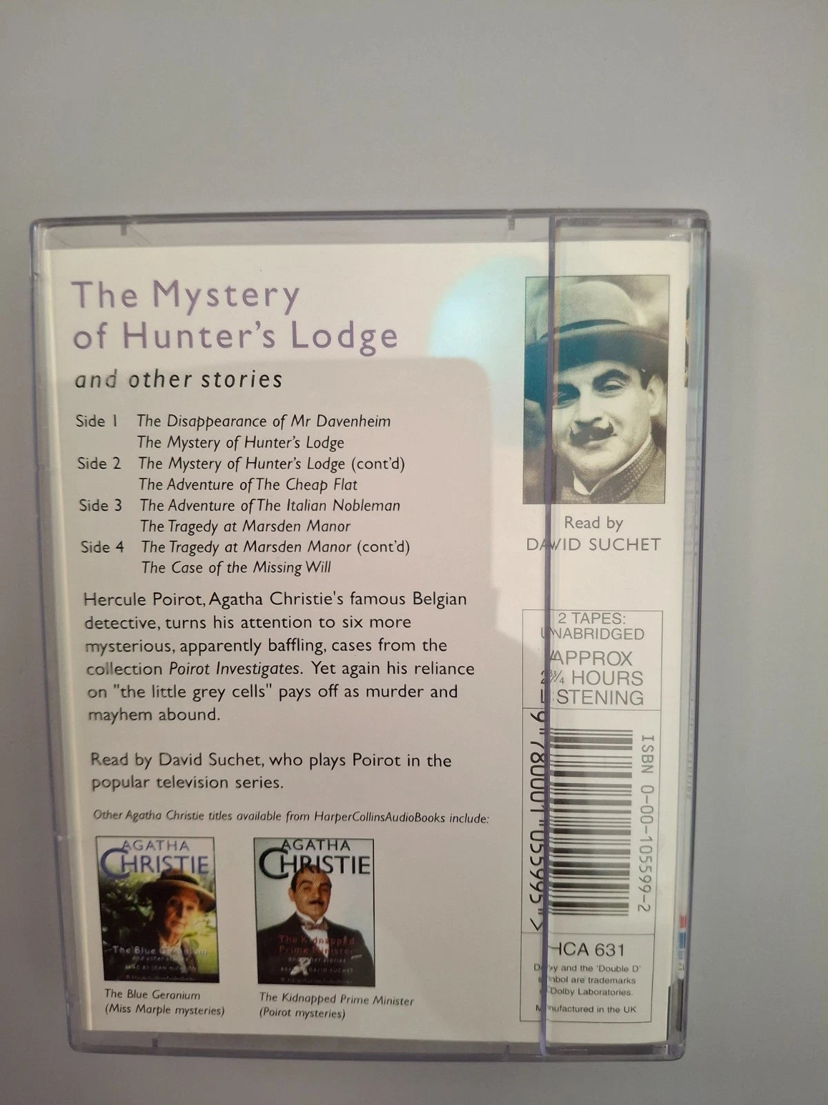 Agatha Christie - The Mystery of Hunter's Lodge and Other Stories (Vintage 2-Cassette Audiobook, 1999) Read by David Suchet