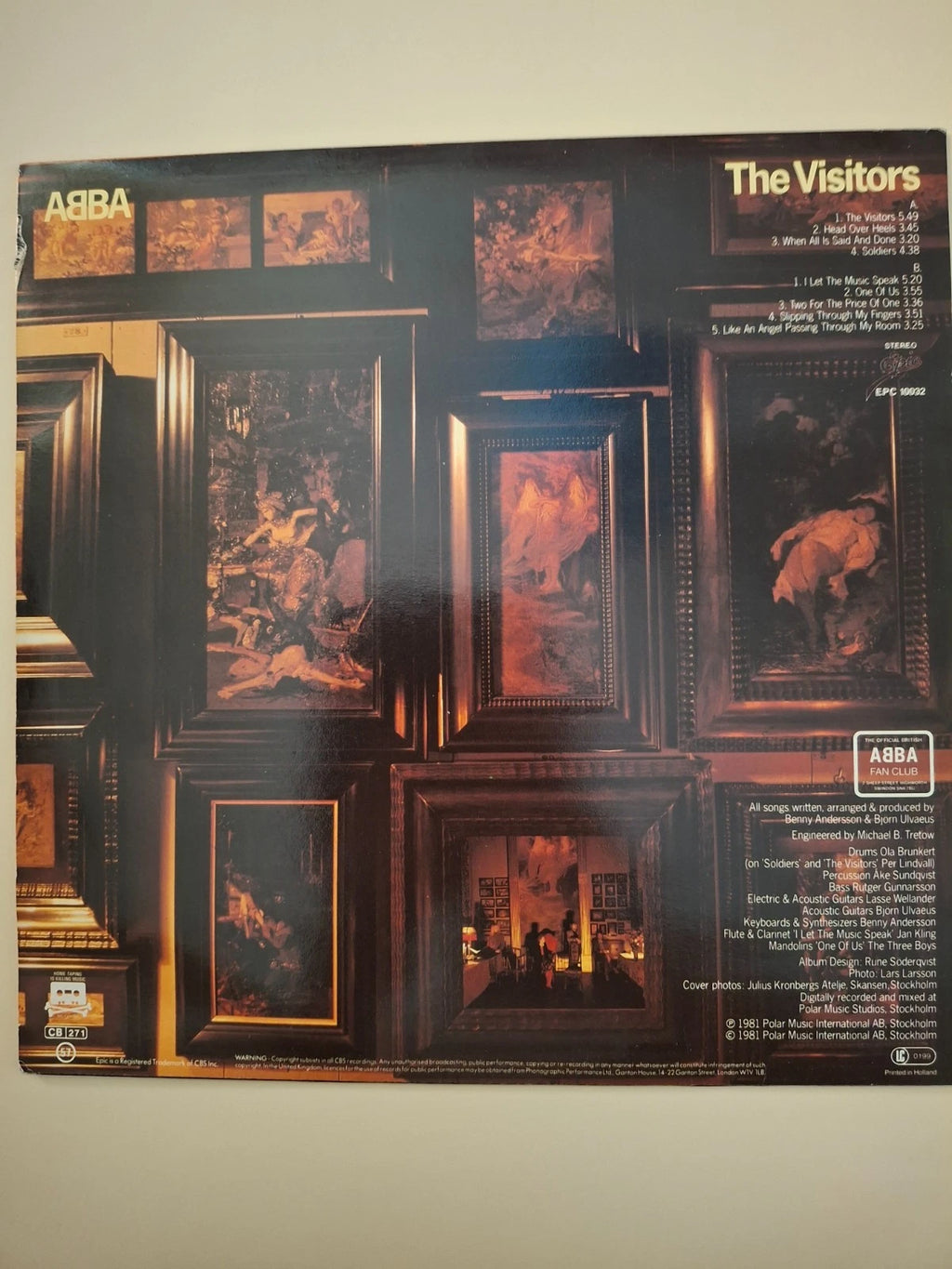 ABBA The Visitors Original 1981 UK First Pressing Epic 12" Vinyl LP Album Lyric Inner Sleeve