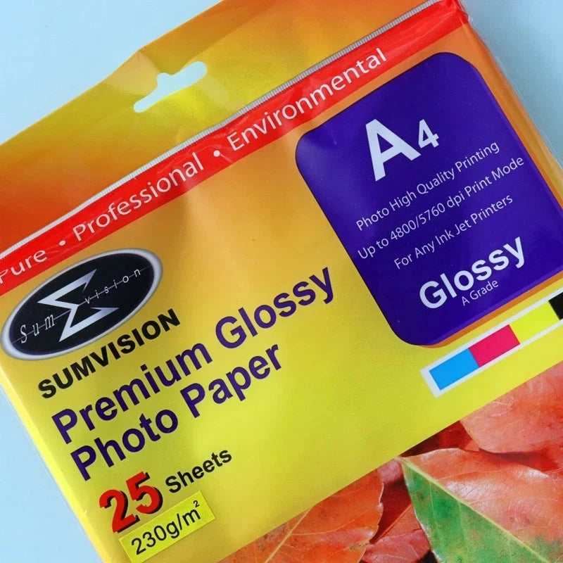 Sumvision Premium Glossy Photo Paper – A4 – 230gsm – 25 Sheets – High‑Quality In