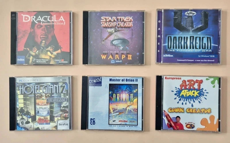 Vintage Retro PC CD-ROM Jewel Case Game Bundle – 6-Piece Collector’s Variety Pack (Pre-Owned)