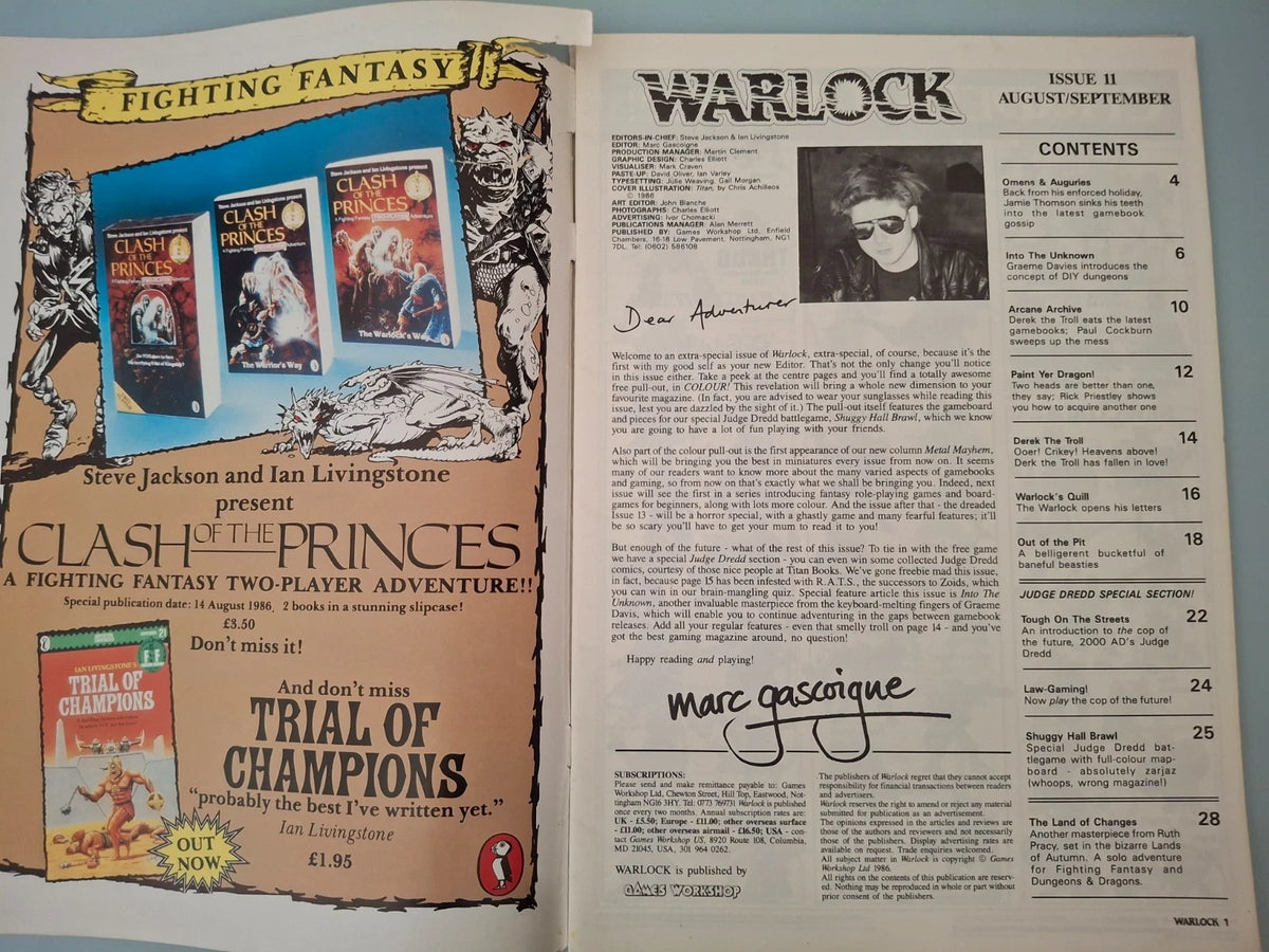 Warlock Fighting Fantasy Magazine Issue 11 COMPLETE With Judge Dredd Board Game