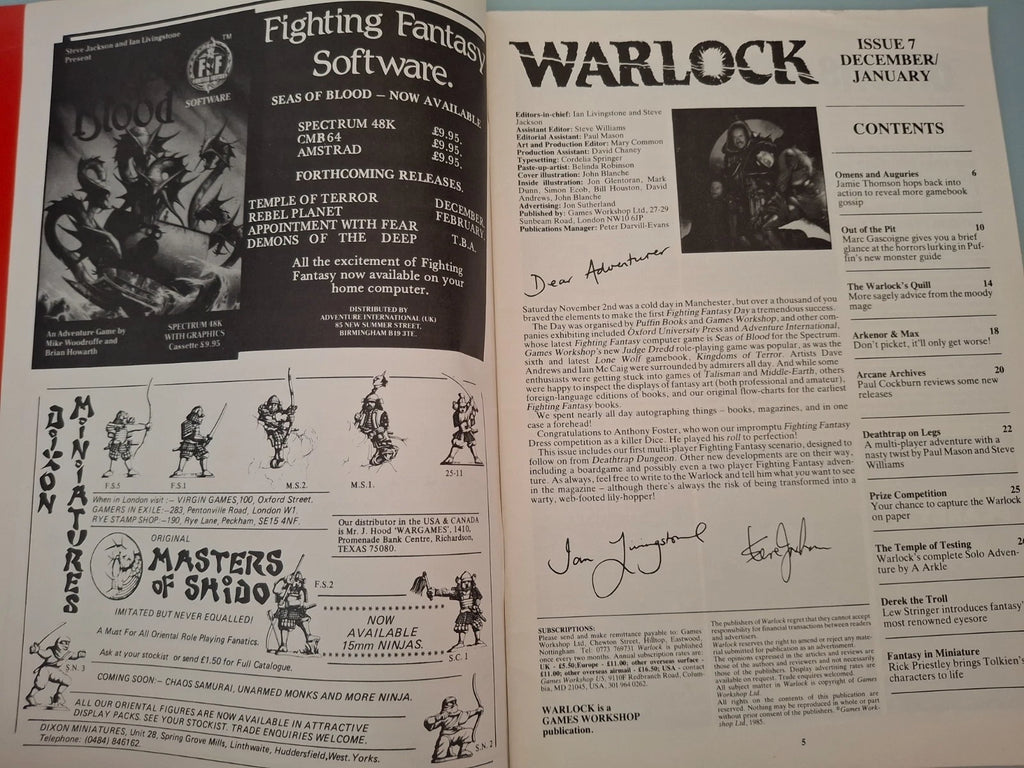 Warlock Fighting Fantasy Magazine Issue 7 Vintage 1985 - Rare