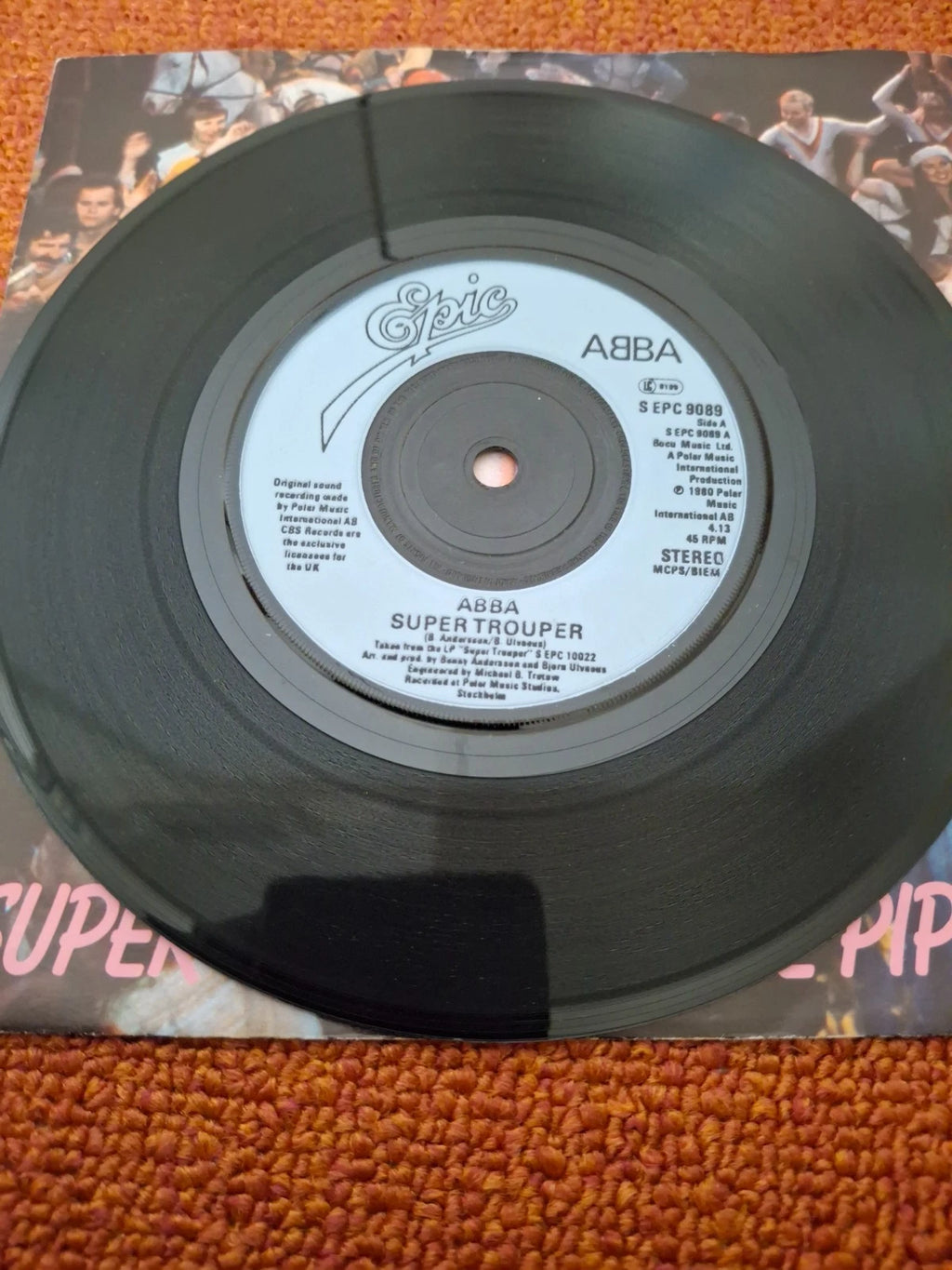 ABBA Super Trouper / The Piper Original 1980 UK Pressing Epic 7" Vinyl Single Picture Sleeve
