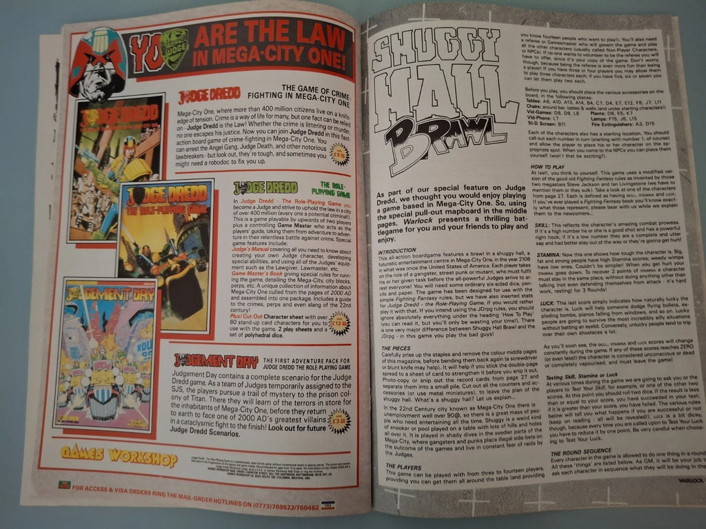 Warlock Fighting Fantasy Magazine Issue 11 COMPLETE With Judge Dredd Board Game