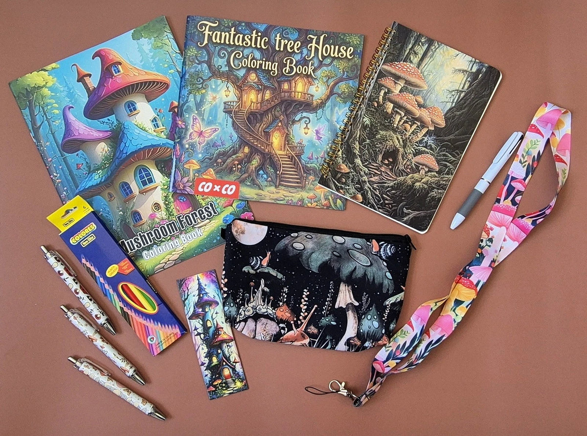 Ultimate Woodland Mushroom Coloring & Art Bundle – 9-Piece Mega Set (New & Unused)
