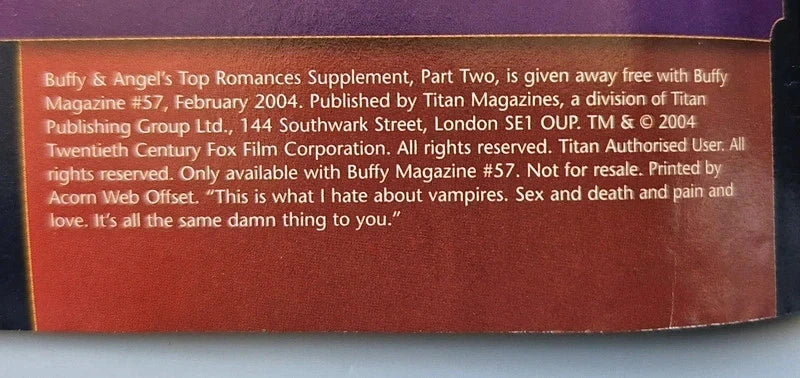 Buffy #57 & Angel #7 Rare Complete Magazine Set – Valentine Specials Part 1 & 2 + Posters