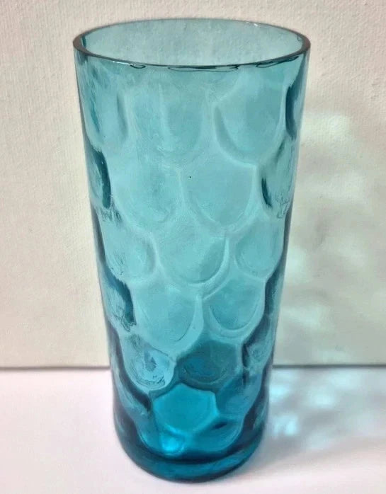 Vintage 1960s/70s Teal Blue Glass Lemonade Set - Pitcher Jug & 6 Matching Tumble