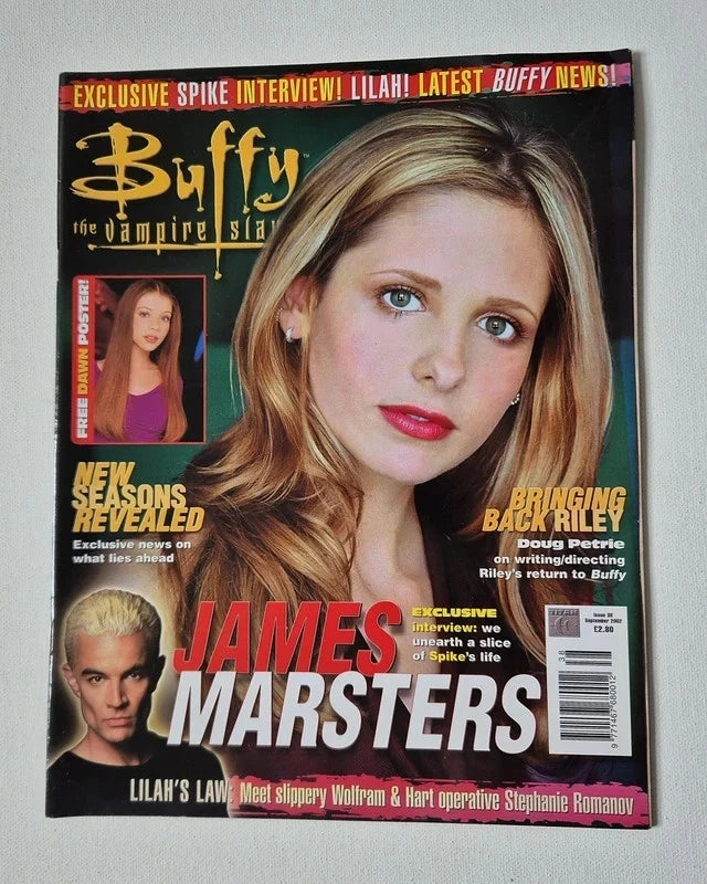 Buffy The Vampire Slayer Official Magazine – Vintage 2002 7-Issue Collector’s Lot (Issues 32-35, 37-39) – Inc. RARE Unopened T-Shirt Transfer & Intact Posters
