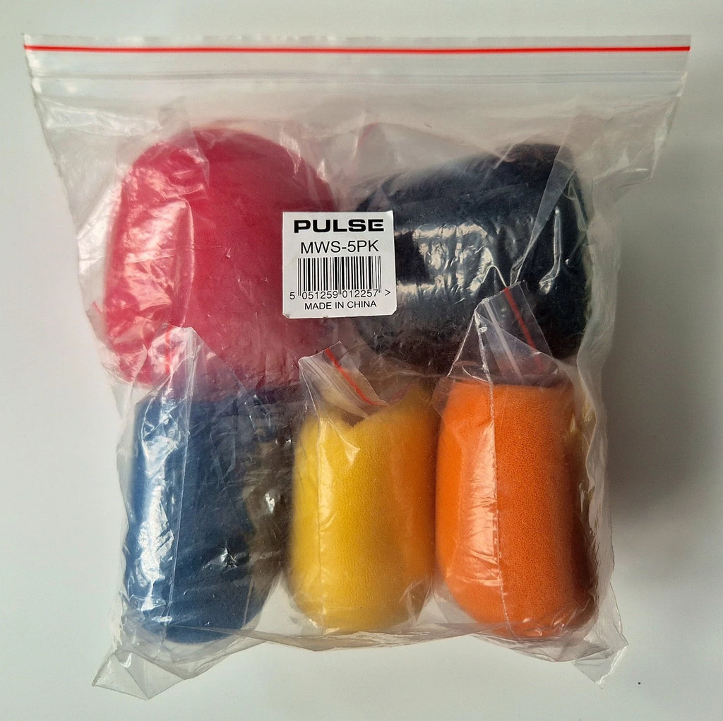 Pulse MWS-5PK Microphone Foam Windshields Covers Multicoloured Pack of 5 NEW