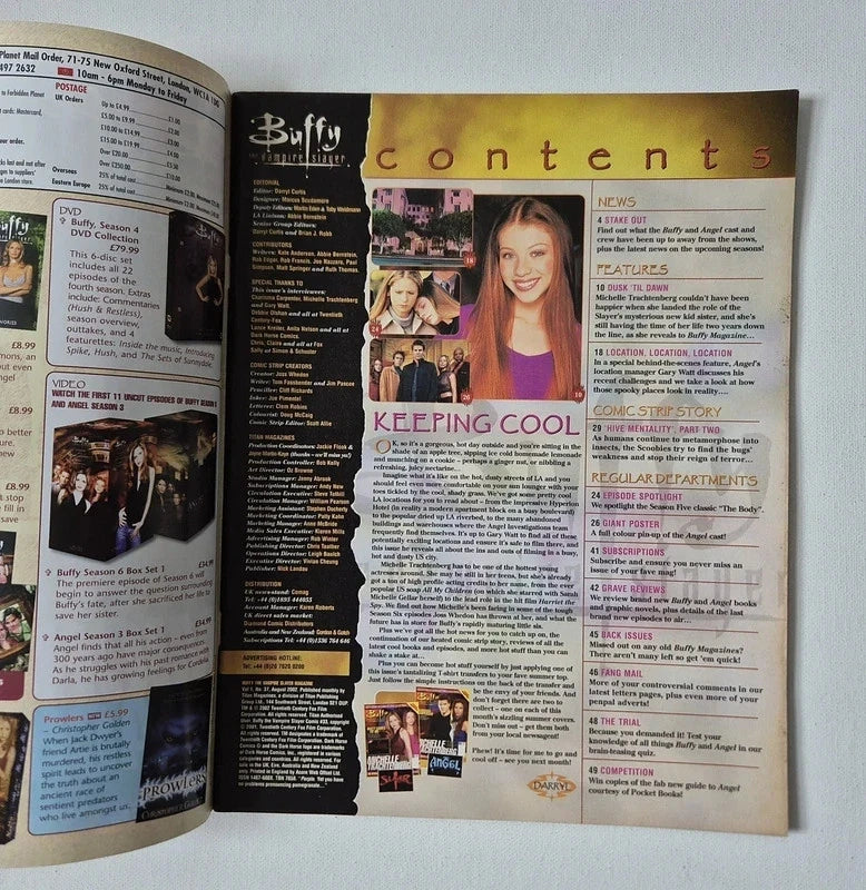 Buffy The Vampire Slayer Official Magazine – Vintage 2002 7-Issue Collector’s Lot (Issues 32-35, 37-39) – Inc. RARE Unopened T-Shirt Transfer & Intact Posters