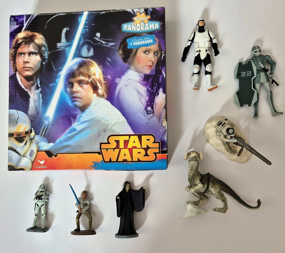 Vintage Star Wars Bundle - Unopened 2014 Panorama Jigsaw & Mixed Era Action Figures Set